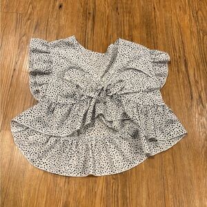 ROMWE Black and White Ruffle Blouse